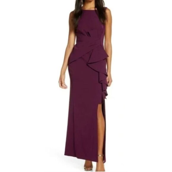 Eliza J Ruffle Front Dress, Purple, Size 8, NWT